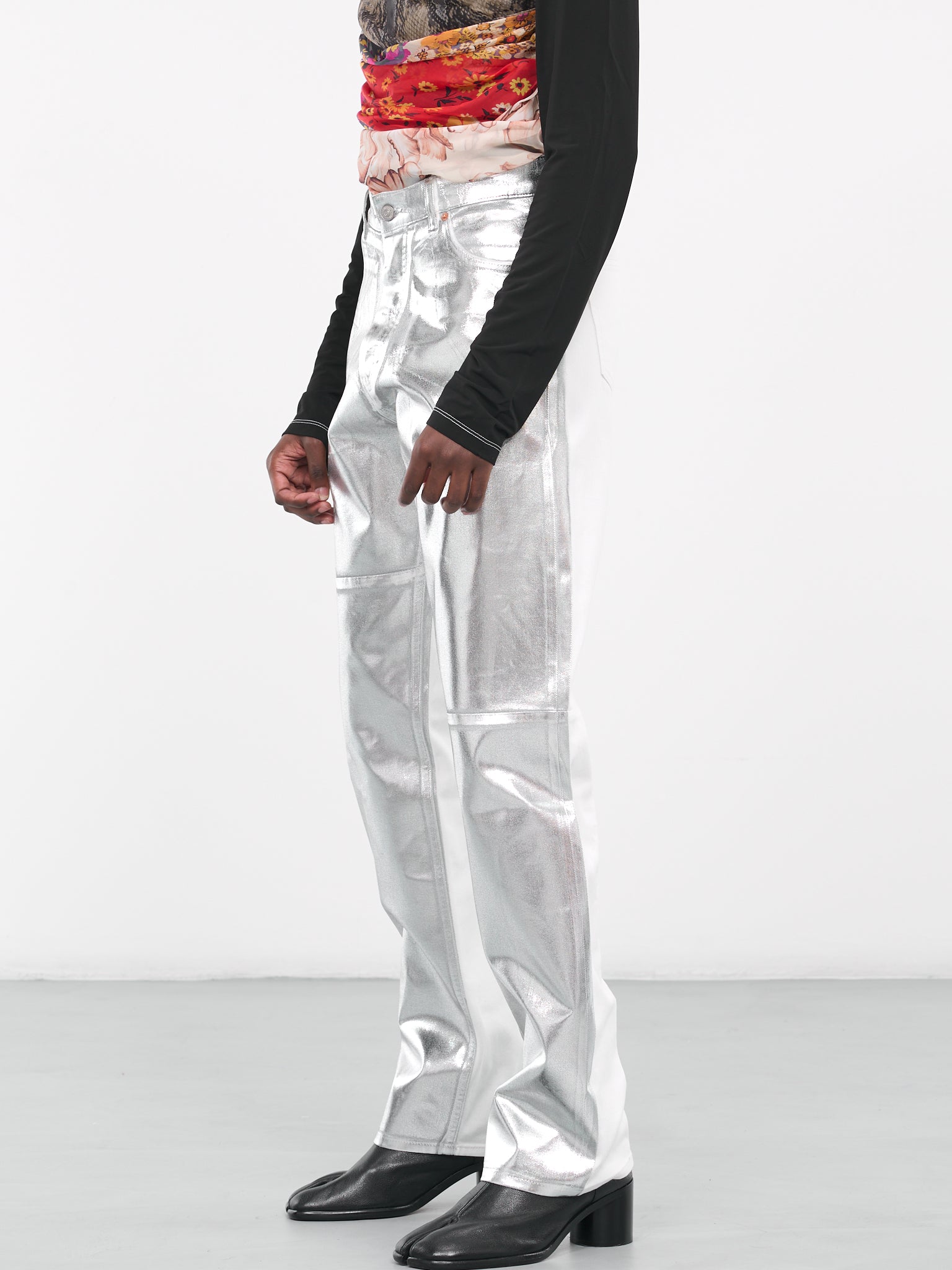 Metallic Denim Pants (S62LB0141-S30653-SILVER)