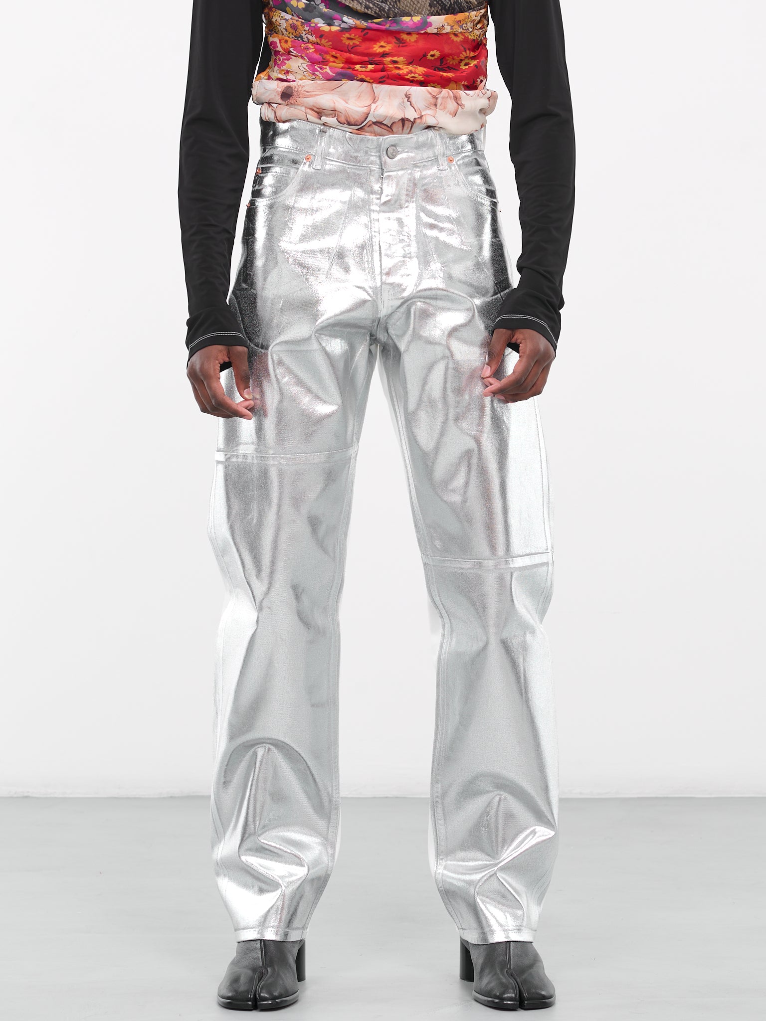 Metallic Denim Pants (S62LB0141-S30653-SILVER)