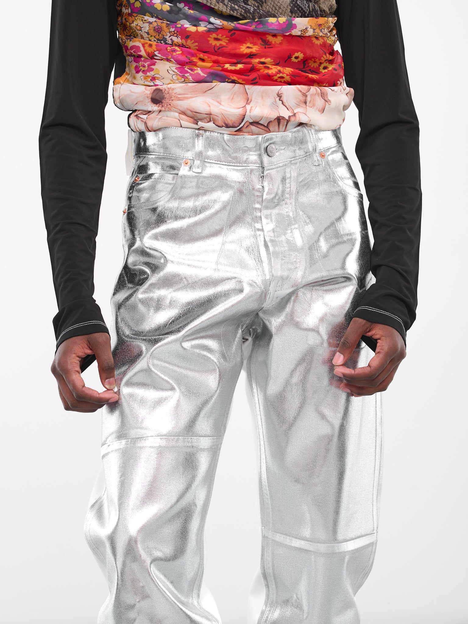 Metallic Denim Pants (S62LB0141-S30653-SILVER)