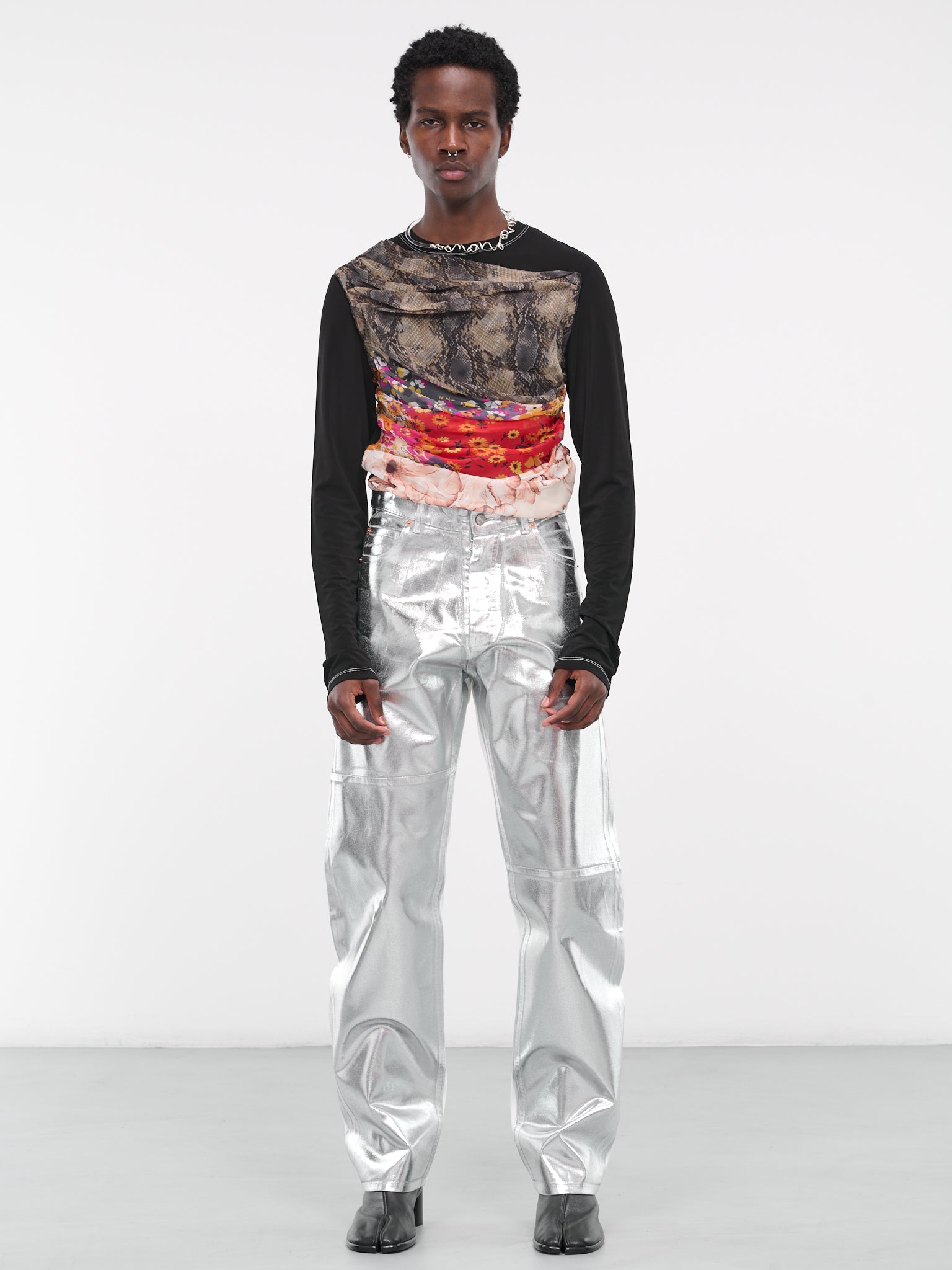 Metallic Denim Pants (S62LB0141-S30653-SILVER)