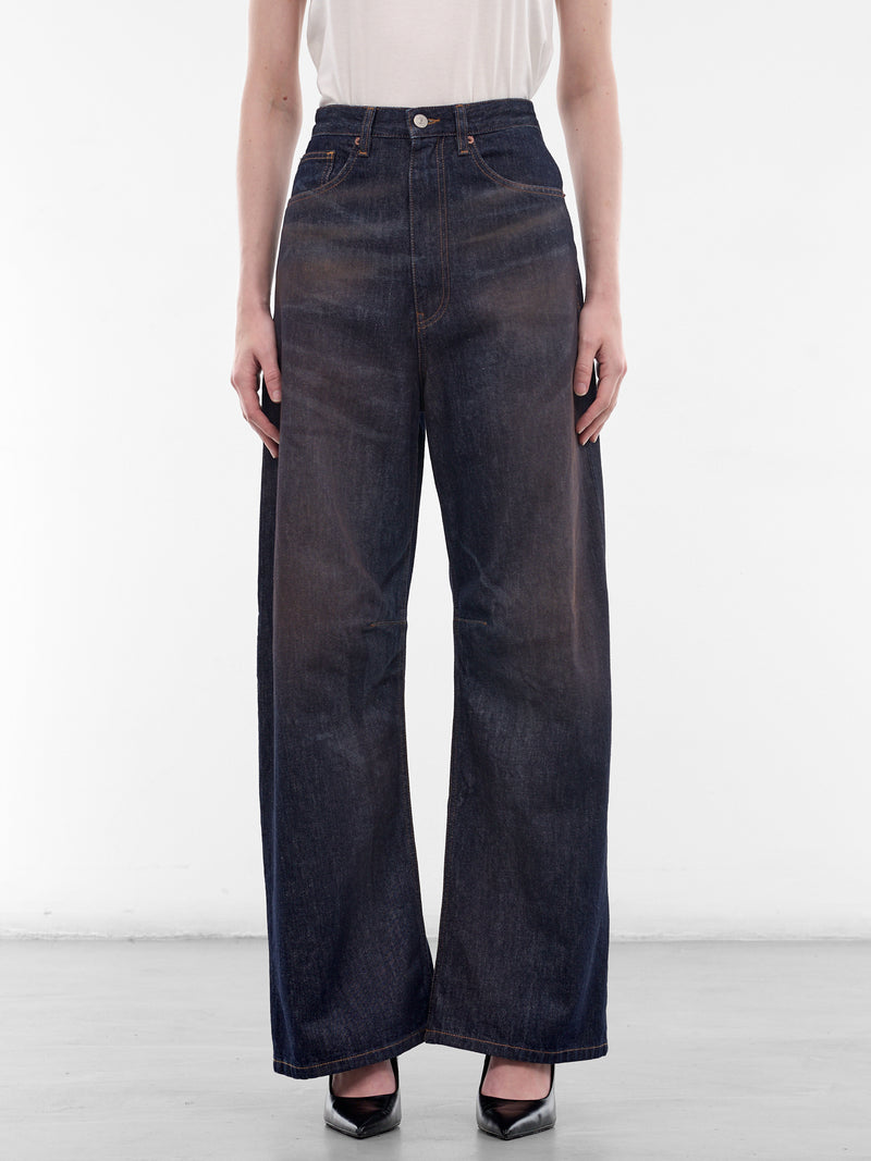 Dark Blue Wide Denim Jeans (S62LB0218-M30055-963-BLUE)