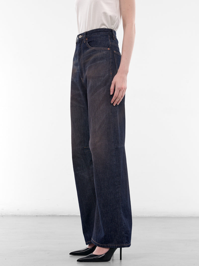 Dark Blue Wide Denim Jeans (S62LB0218-M30055-963-BLUE)
