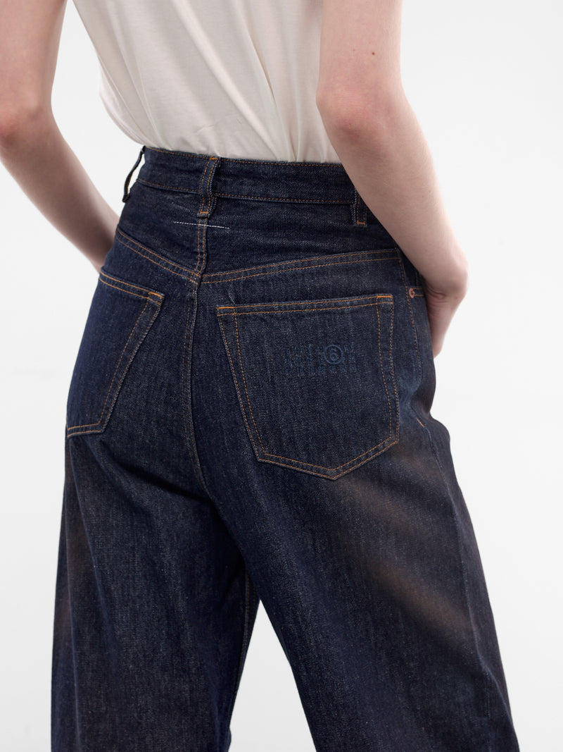 Dark Blue Wide Denim Jeans (S62LB0218-M30055-963-BLUE)