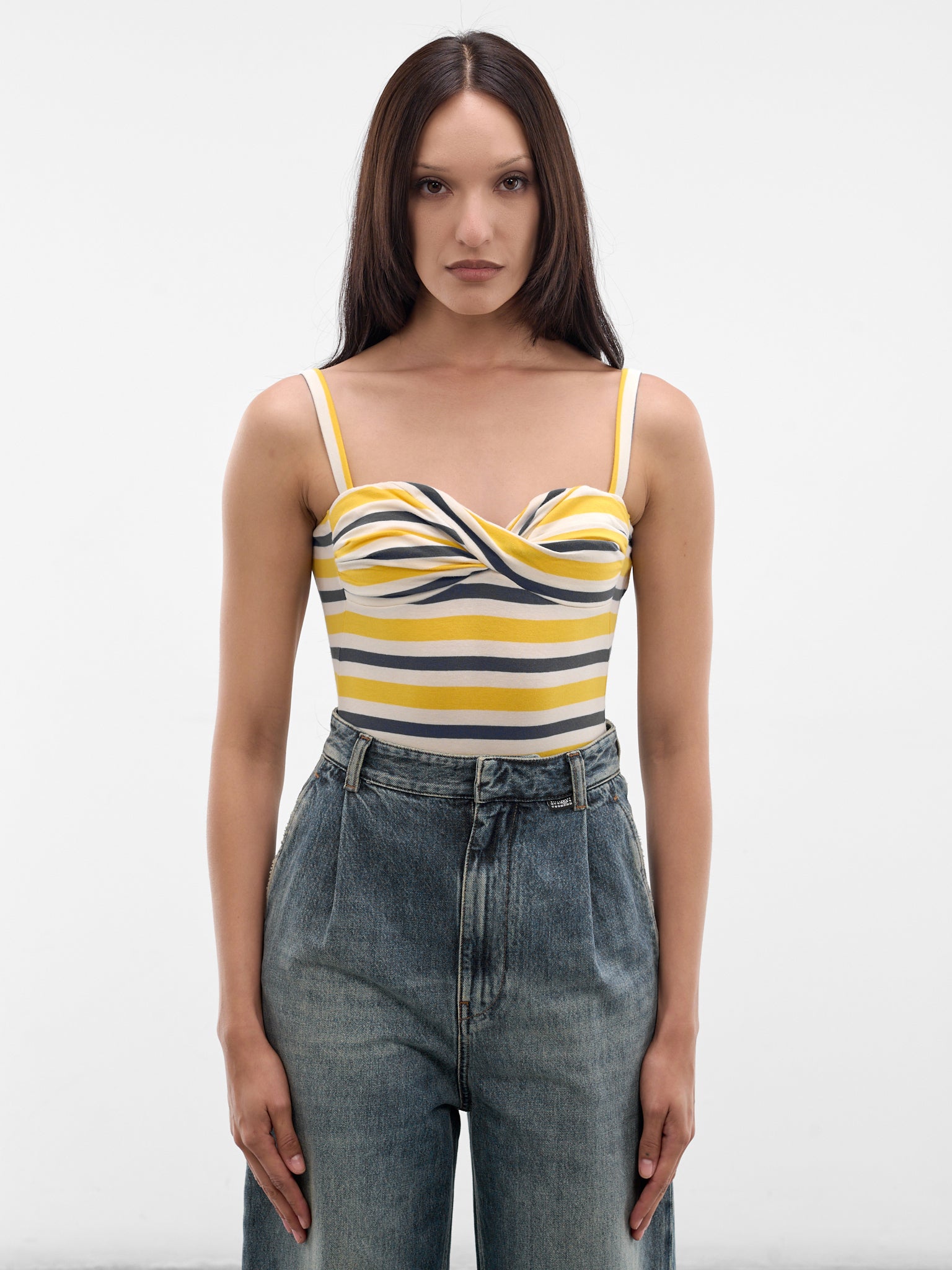 MM6 MAISON MARGIELA Striped Twisted Bust Swimsuit | H.Lorenzo - front