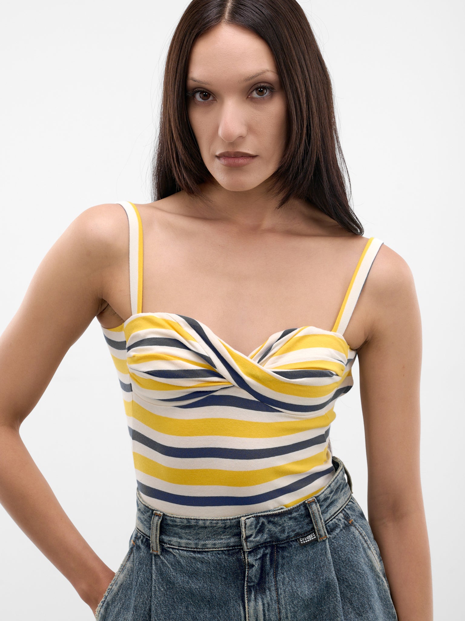 MM6 MAISON MARGIELA Striped Twisted Bust Swimsuit | H.Lorenzo - detail 1