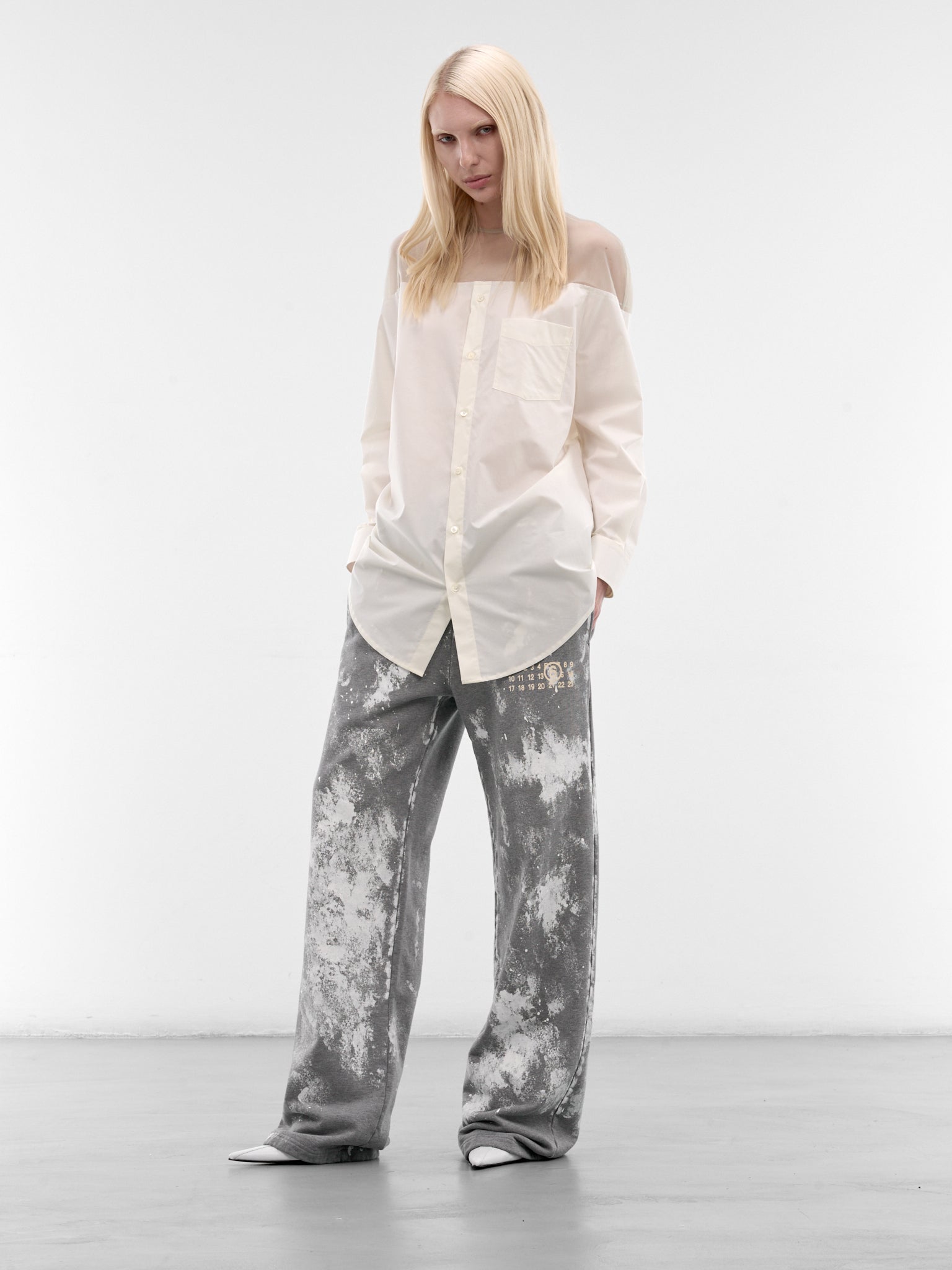 Gray Cotton Paint Splatter Sweatpants (S62KB0263-S25337-853M-GREY)