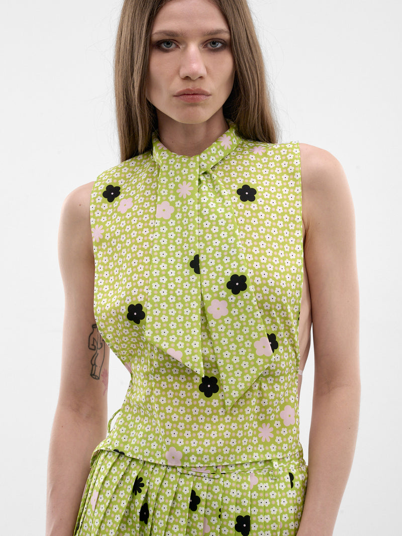 Green Floral Wool Stole Top (S62TH0054-M35909-002S-APPLE-GR)