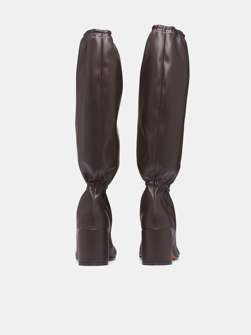 Coffee Leather Anatomical Knee Boots (S66WW0106-P7867-COFFEE-BEAN)