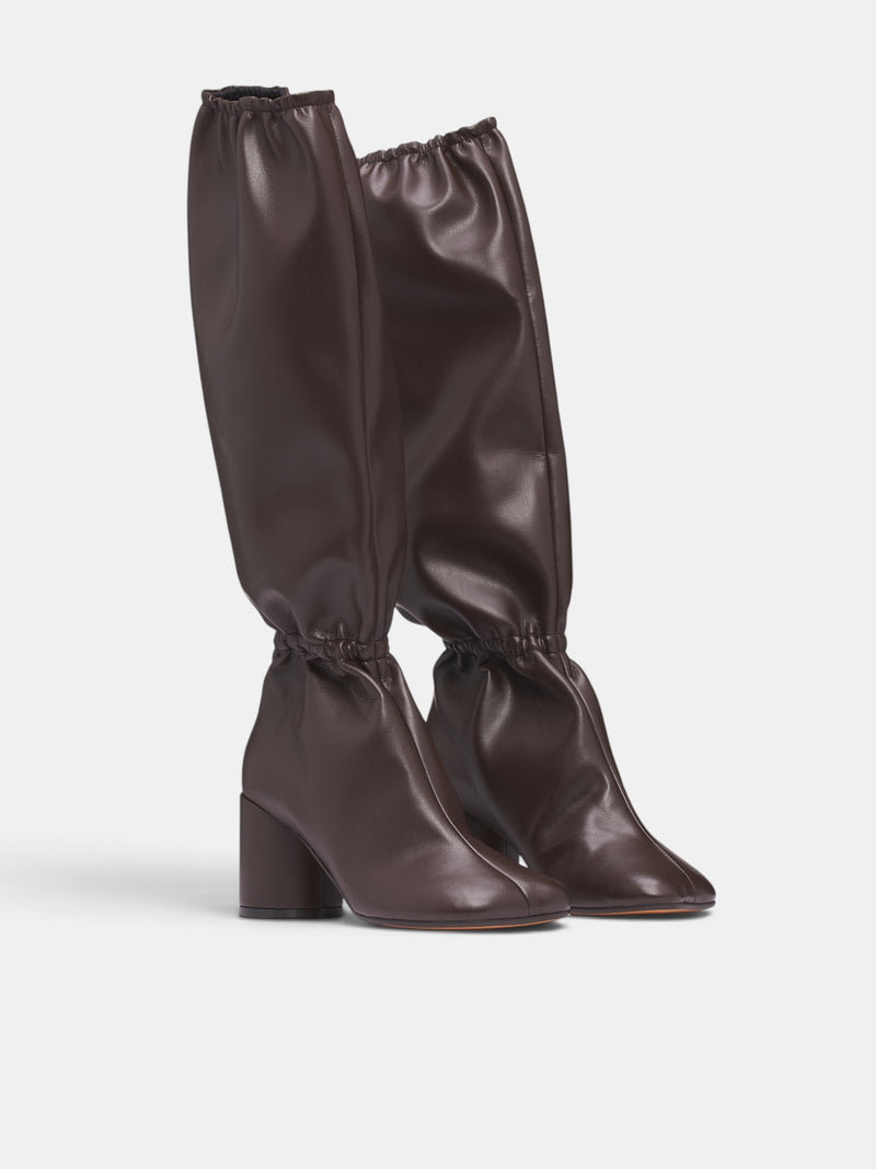 Coffee Leather Anatomical Knee Boots (S66WW0106-P7867-COFFEE-BEAN)