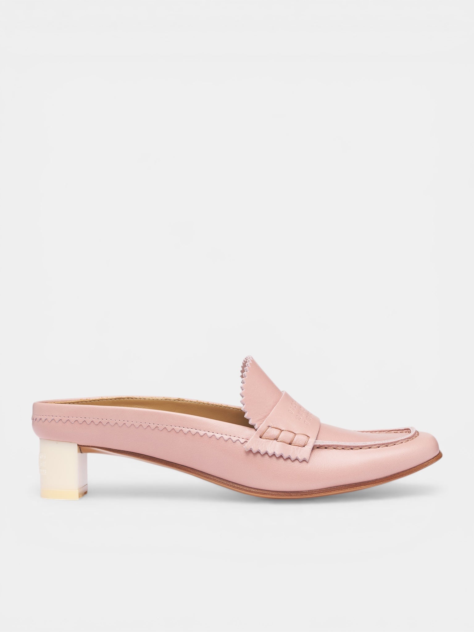 Pink Leather Penny Loafer Mules (S66WX0074-P7560-LIGHT-PINK-PAS)