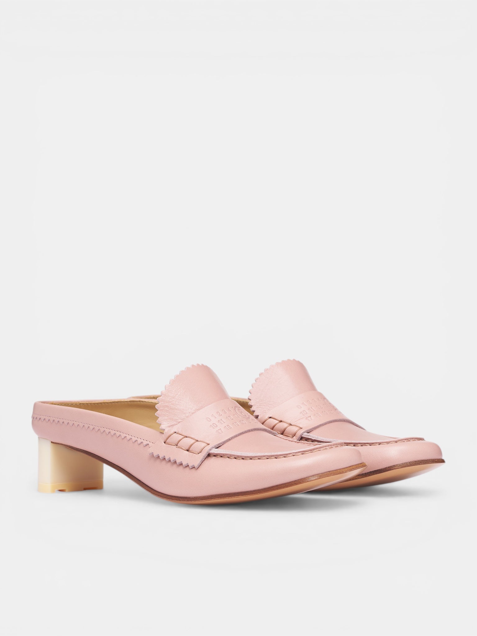 Pink Leather Penny Loafer Mules (S66WX0074-P7560-LIGHT-PINK-PAS)