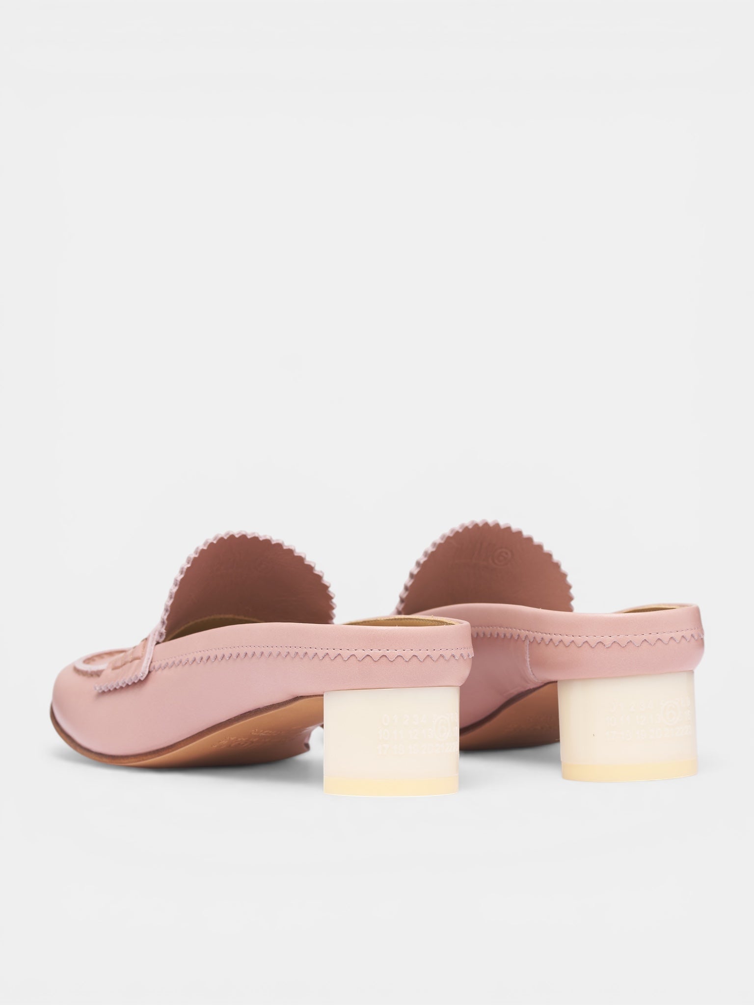 Pink Leather Penny Loafer Mules (S66WX0074-P7560-LIGHT-PINK-PAS)