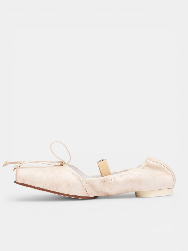 White Square Toe Ballet Flats (S66WZ0037-P7706-RUTABAGA-BROWN)