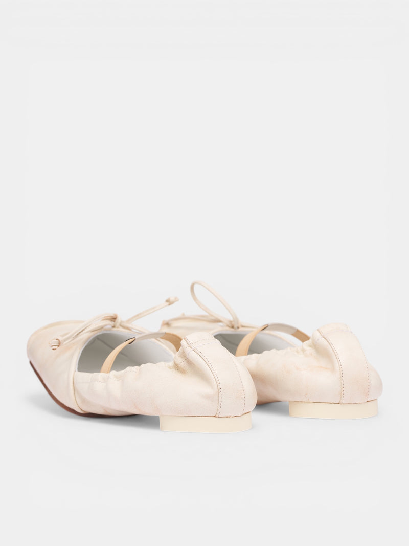 White Square Toe Ballet Flats (S66WZ0037-P7706-RUTABAGA-BROWN)
