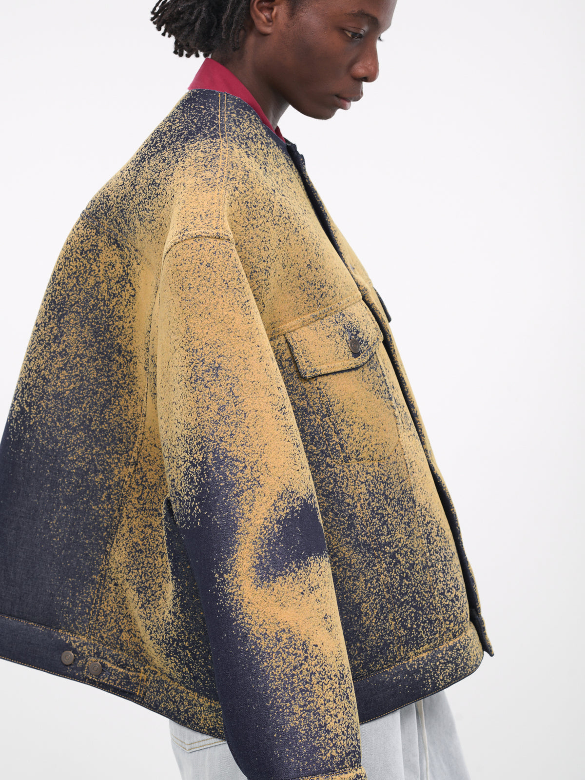 Oversized Denim Jacket (S67AM0063-S30875-BLUE-YELLOW)