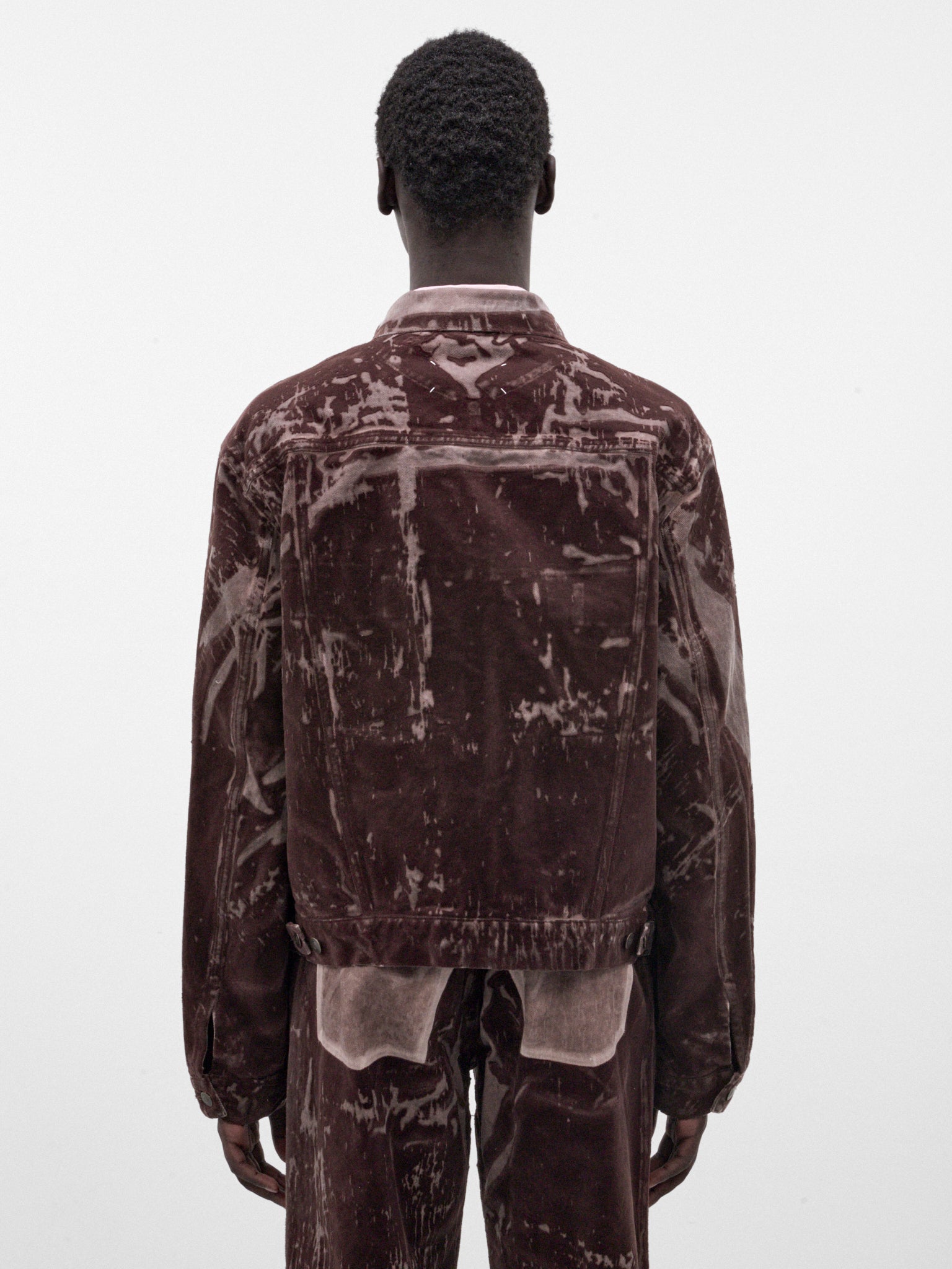 Brown Flocked Denim Trucker Jacket (S67AM0124-M30072-BROWN)