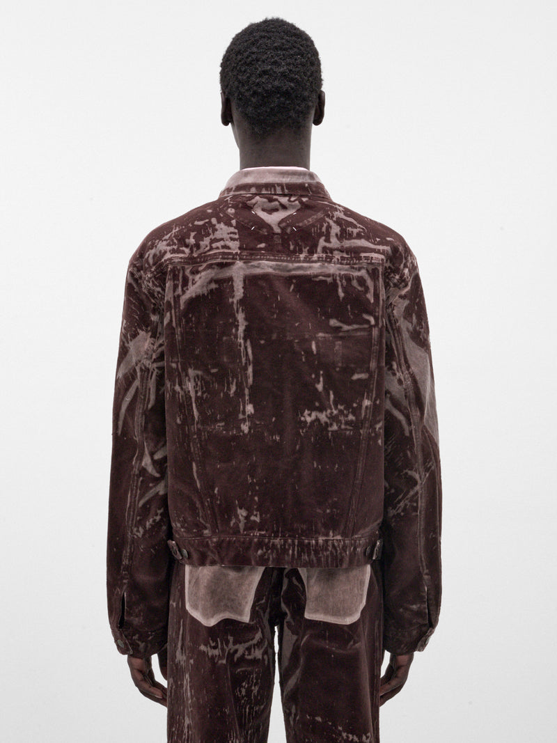 Brown Flocked Denim Trucker Jacket (S67AM0124-M30072-BROWN)