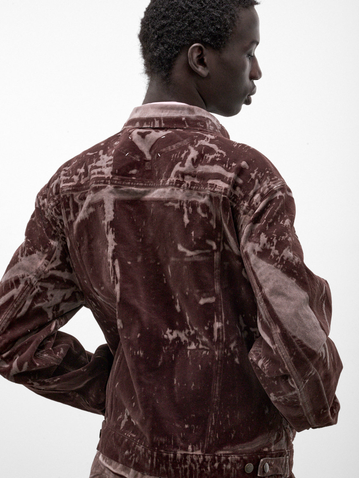Brown Flocked Denim Trucker Jacket (S67AM0124-M30072-BROWN)