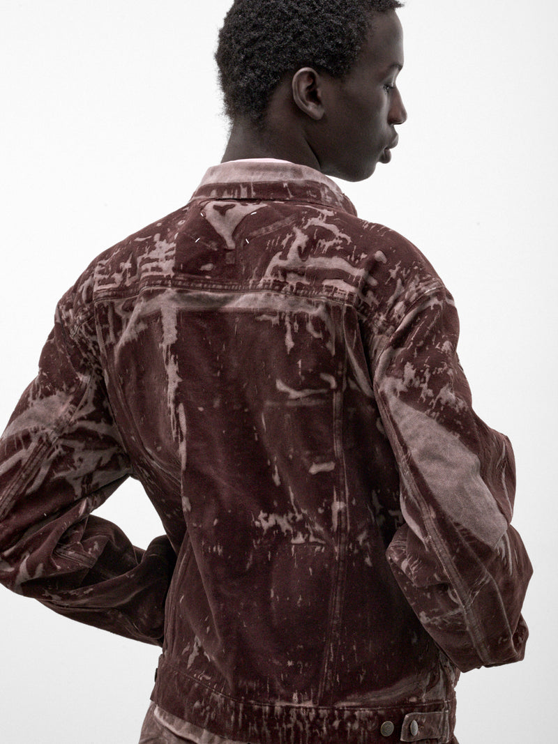 Brown Flocked Denim Trucker Jacket (S67AM0124-M30072-BROWN)