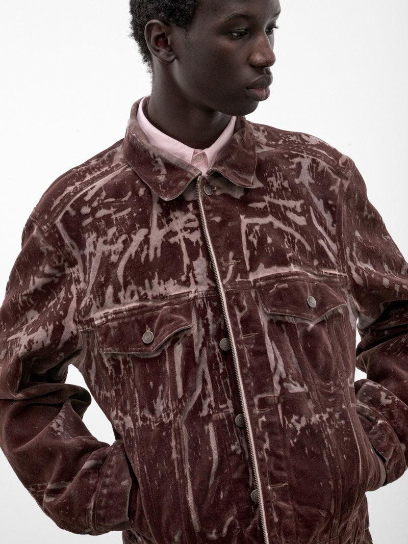 Brown Flocked Denim Trucker Jacket (S67AM0124-M30072-BROWN)