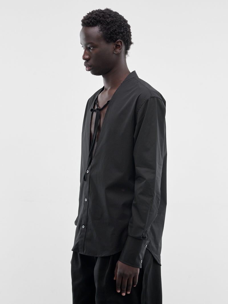 Black V-Neck Tied Shirt (S67DT0031-S43001-900-BLACK)