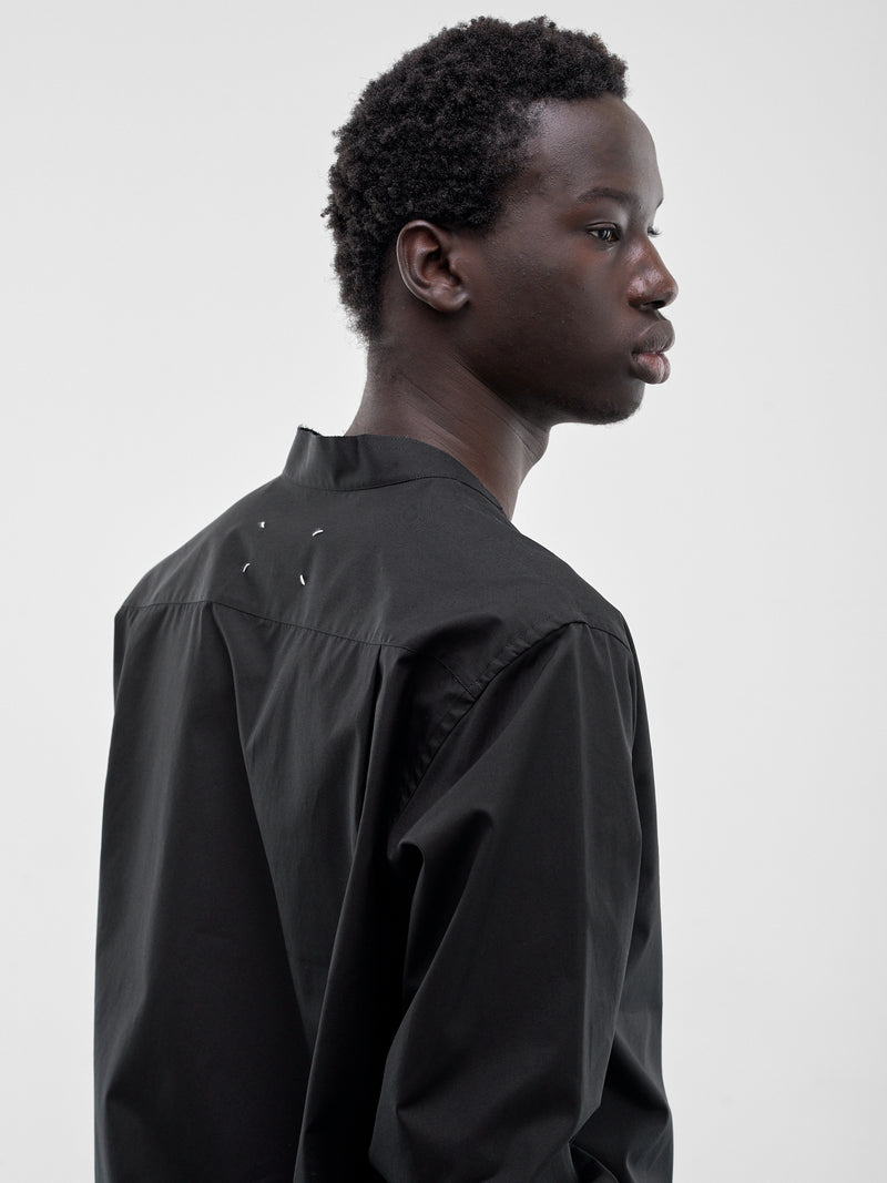 Black V-Neck Tied Shirt (S67DT0031-S43001-900-BLACK)