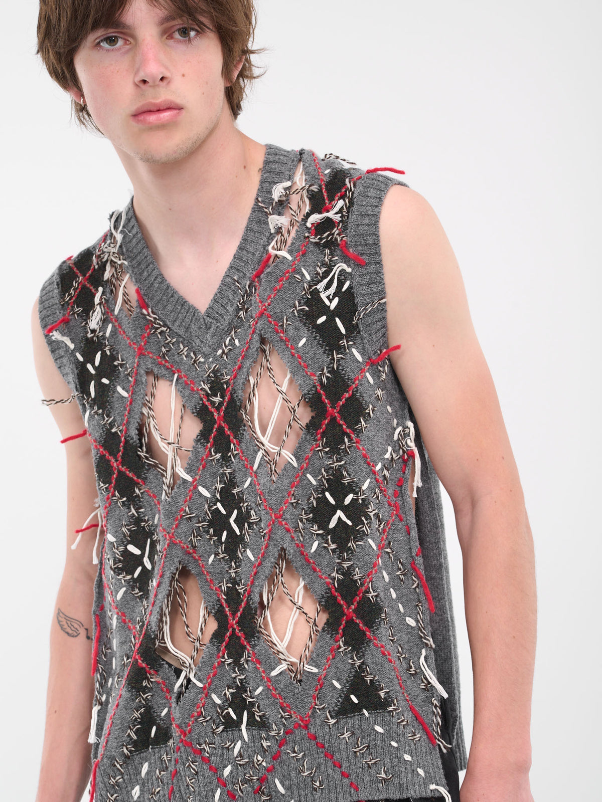 Distressed Knit Tank (S67FB0027-S18329-002F-GRAY)