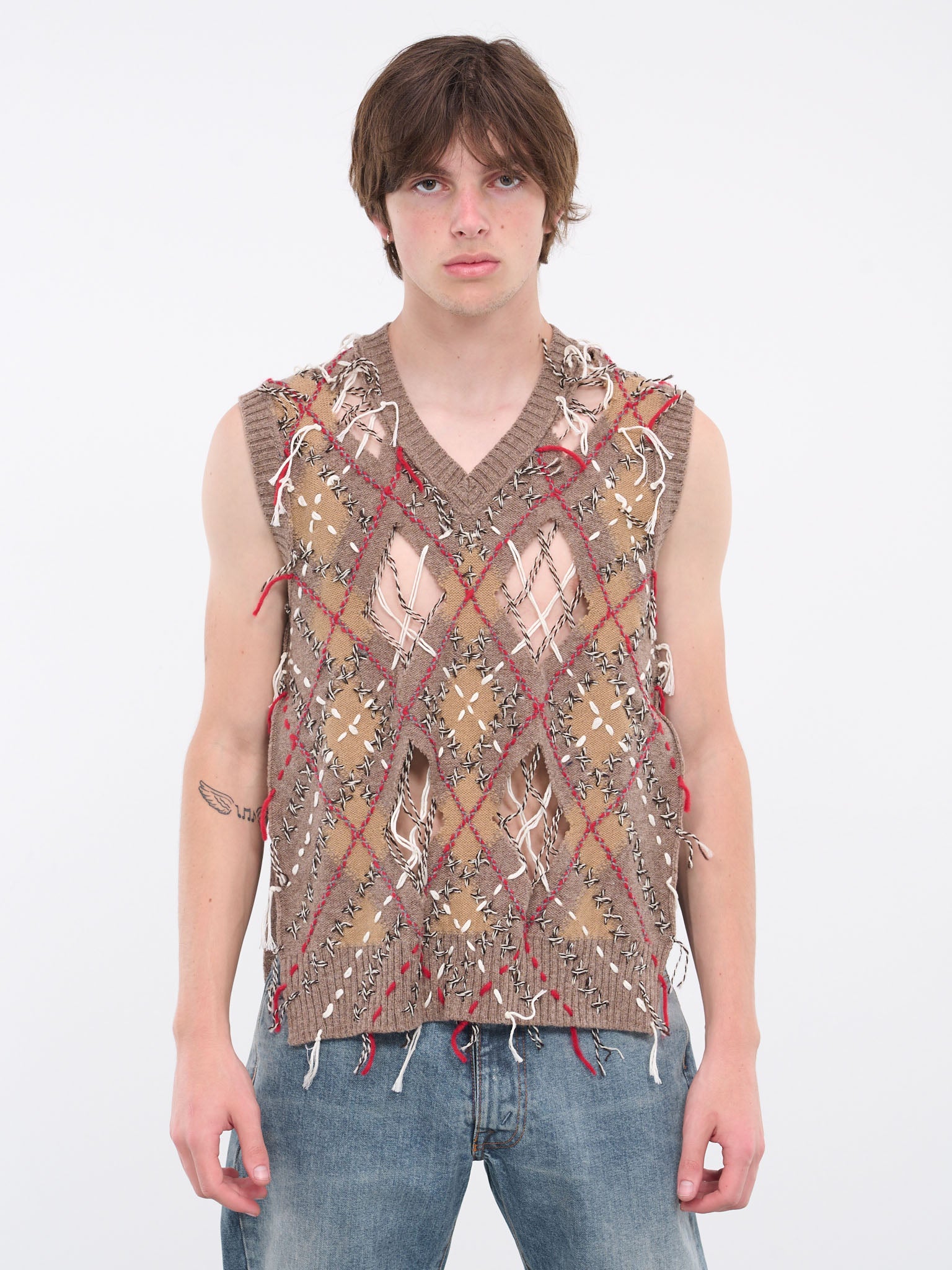 Distressed Knit Tank (S67FB0027-S18329-001F-BROWN)