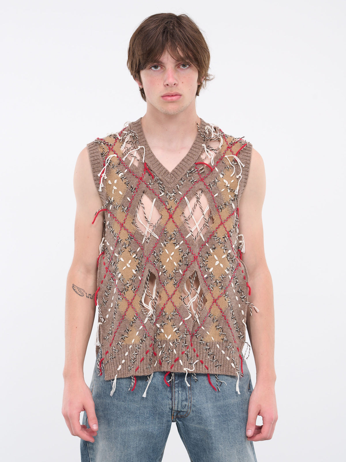 Distressed Knit Tank (S67FB0027-S18329-001F-BROWN)