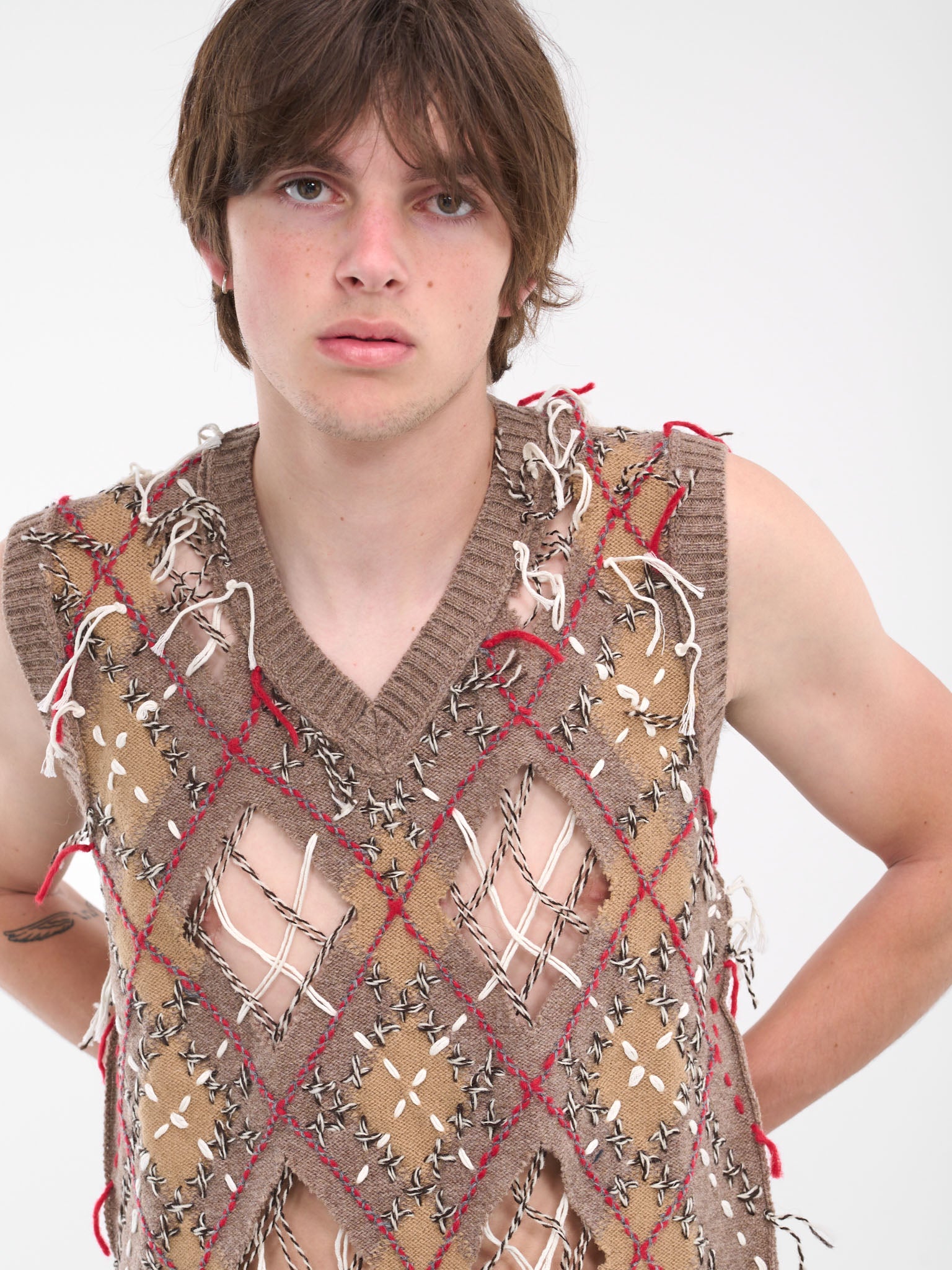 Distressed Knit Tank (S67FB0027-S18329-001F-BROWN)