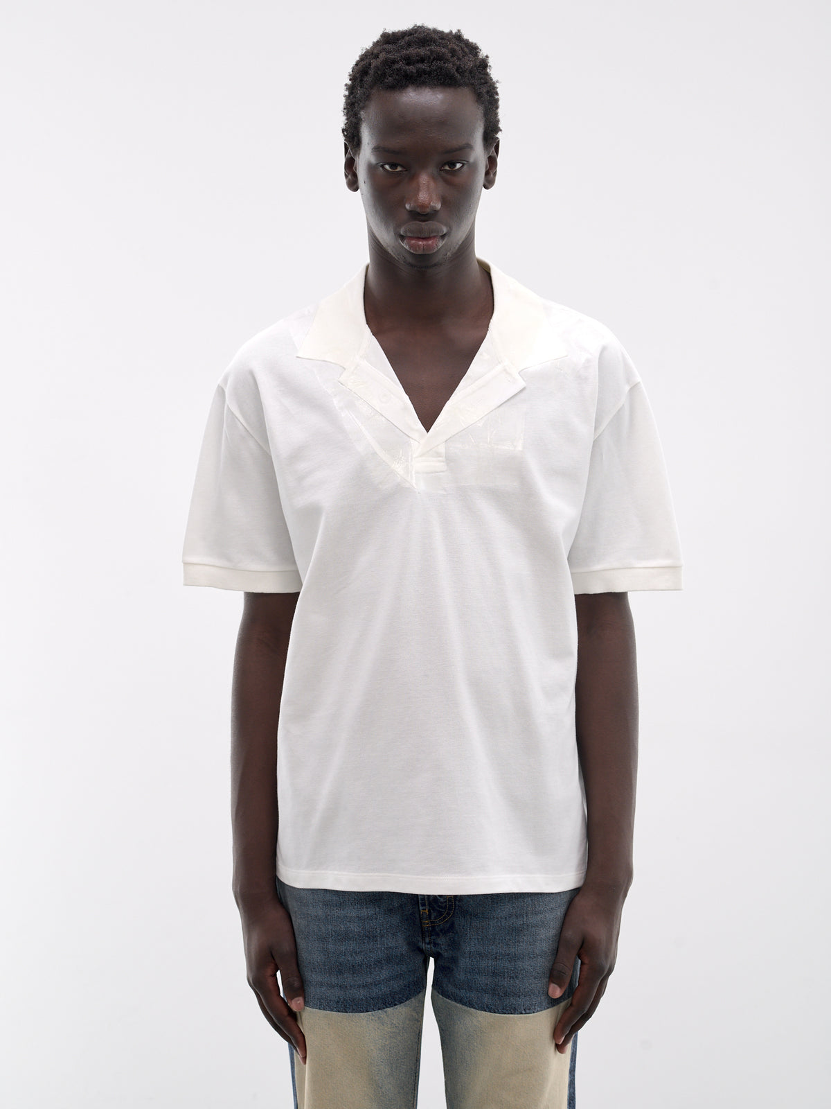 White Taped V-Neck Tee (S67GL0024-M20201-OFF-WHITE)