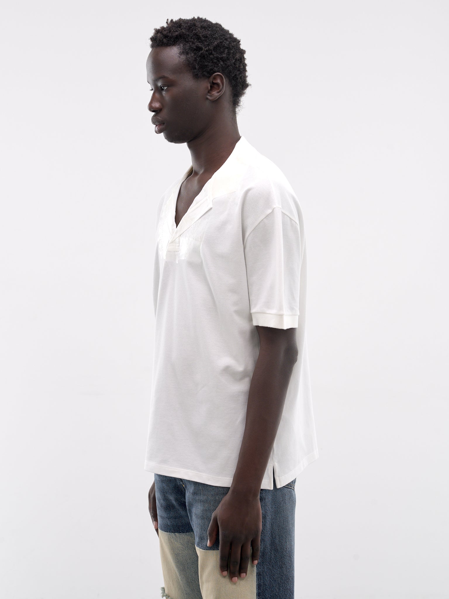 White Taped V-Neck Tee (S67GL0024-M20201-OFF-WHITE)