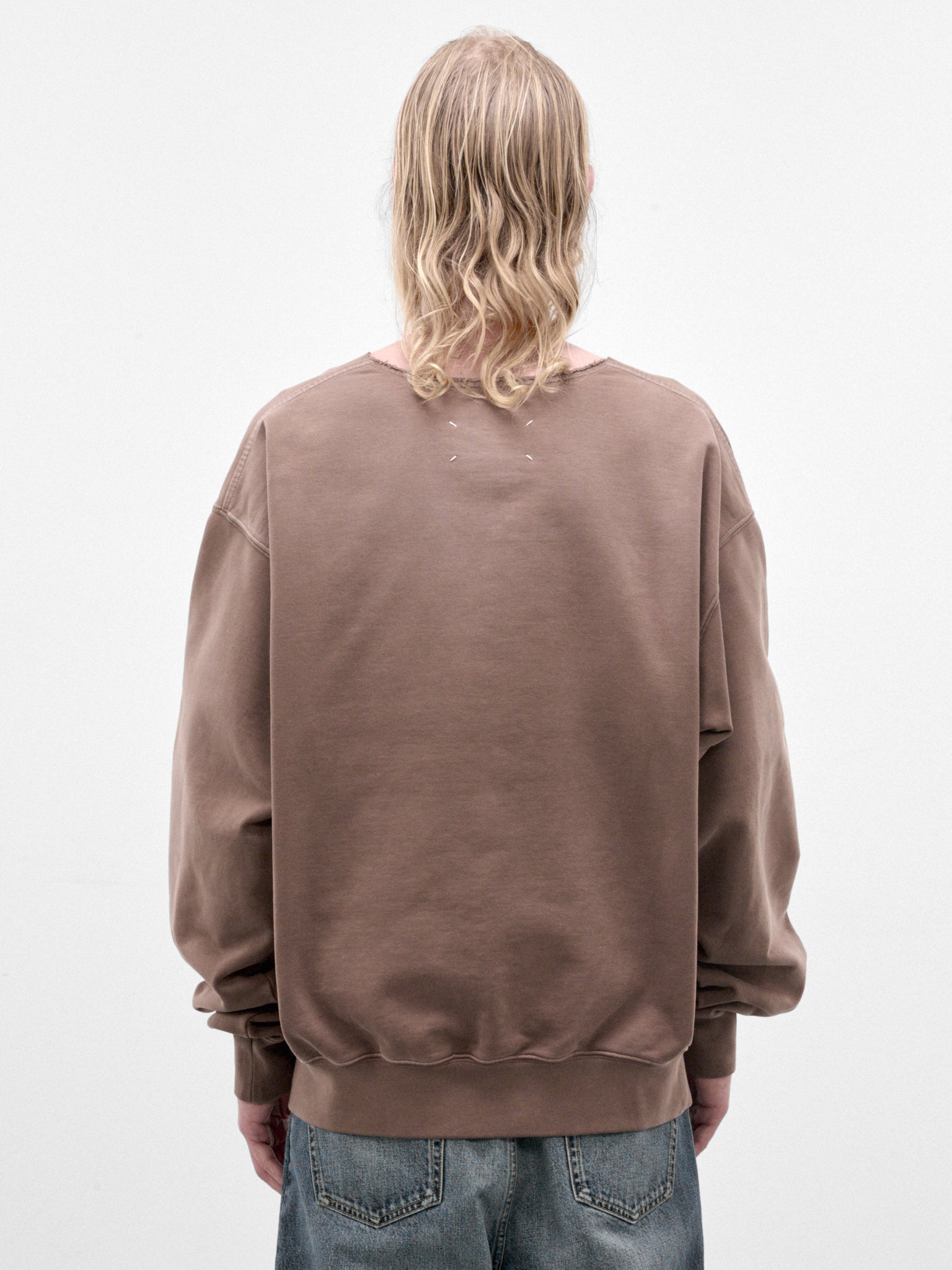 Brown Cotton V-Neck Sweatshirt (S67GU0040-S25520-140-BROWN)