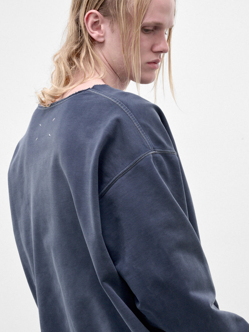 Blue Cotton V-Neck Sweatshirt (S67GU0040-S25520-505-BLUE)