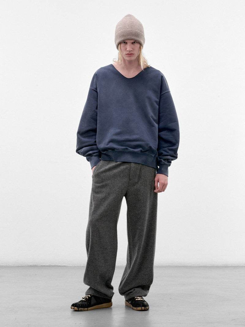 Blue Cotton V-Neck Sweatshirt (S67GU0040-S25520-505-BLUE)
