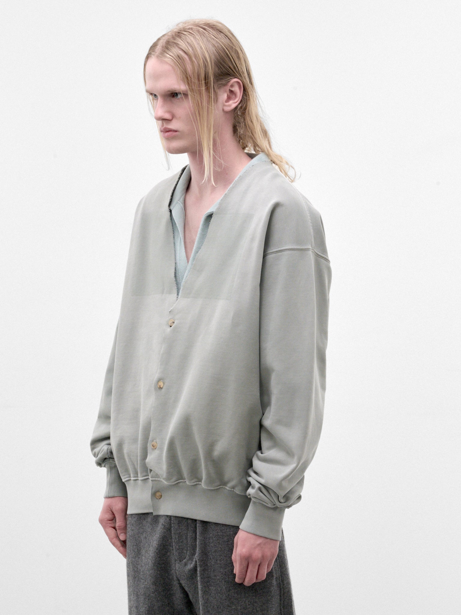 Celadon Cotton V-Neck Cardigan (S67GU0041-S25520-CELADON)