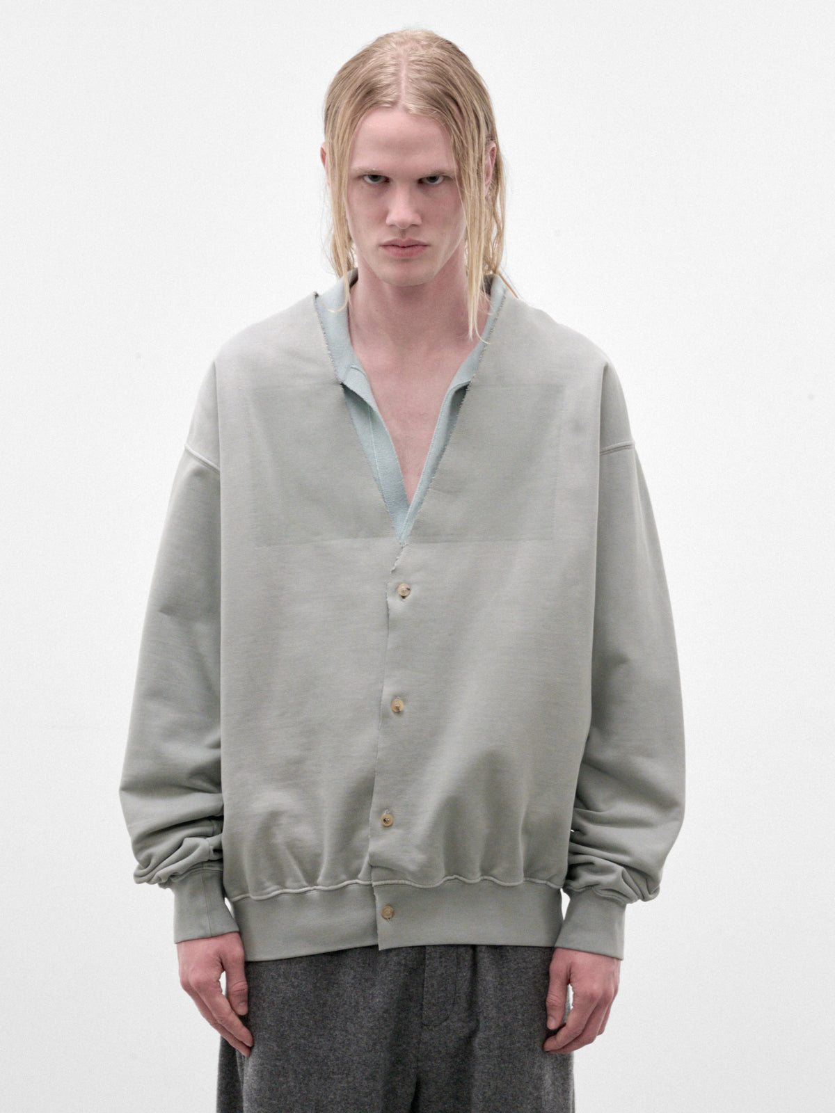 Celadon Cotton V-Neck Cardigan (S67GU0041-S25520-CELADON)