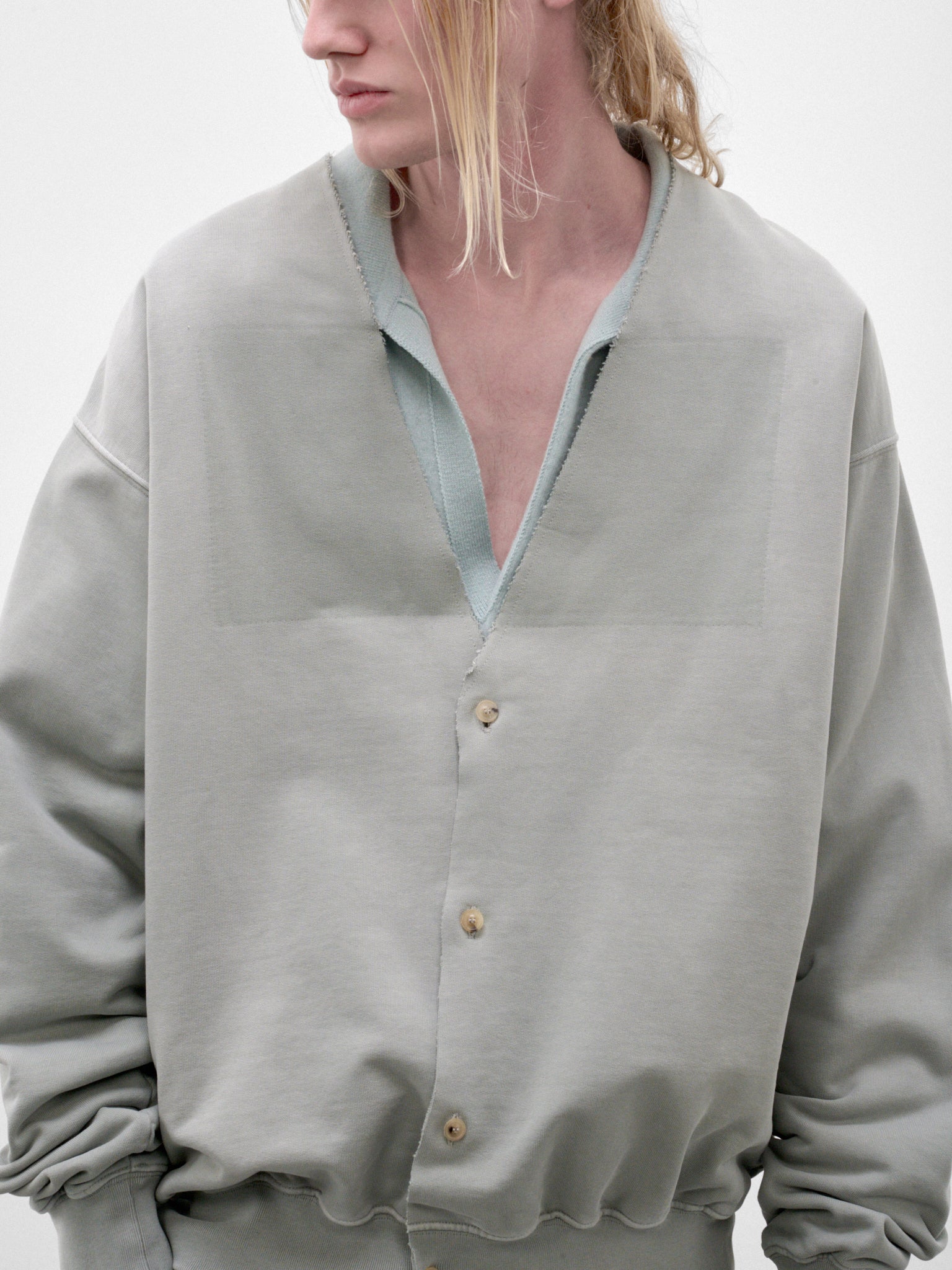 Celadon Cotton V-Neck Cardigan (S67GU0041-S25520-CELADON)