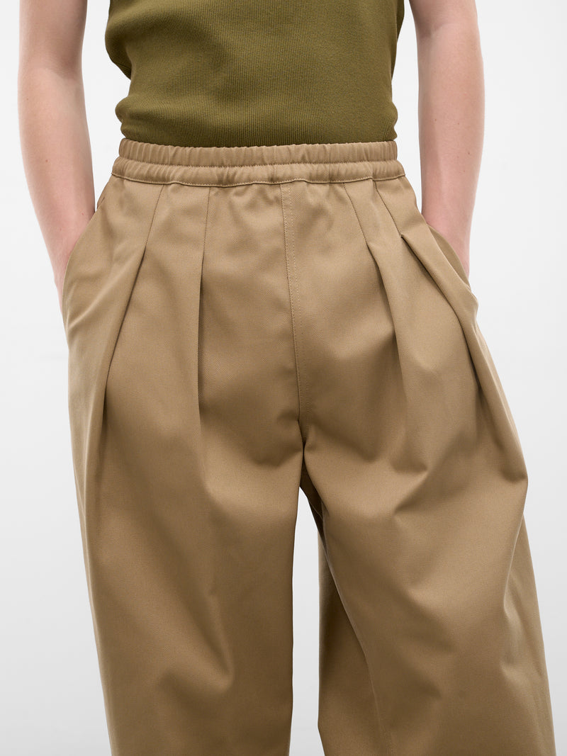 Beige Pleated Elastic Trousers (S67KA0091-S54042-BEIGE)