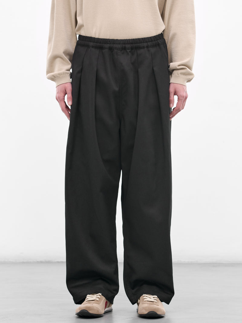 Black Pleated Elasticated Baggy Trousers (S67KA0091-S54042-900-BLACK)