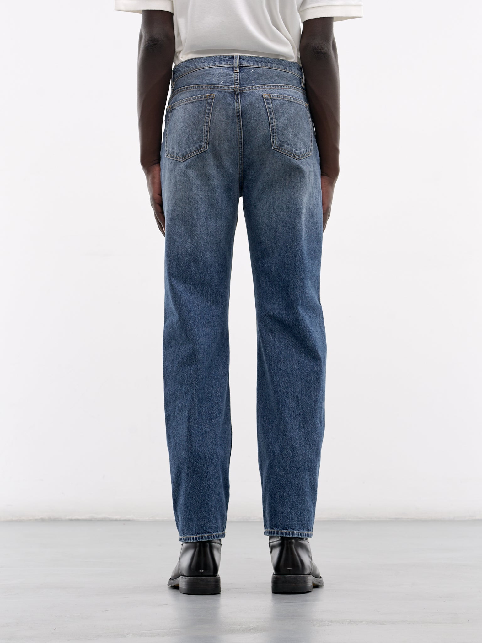 Blue Distressed Contrast Panel Jeans (S67LA0047-M30066-961-DENIM-BLU)