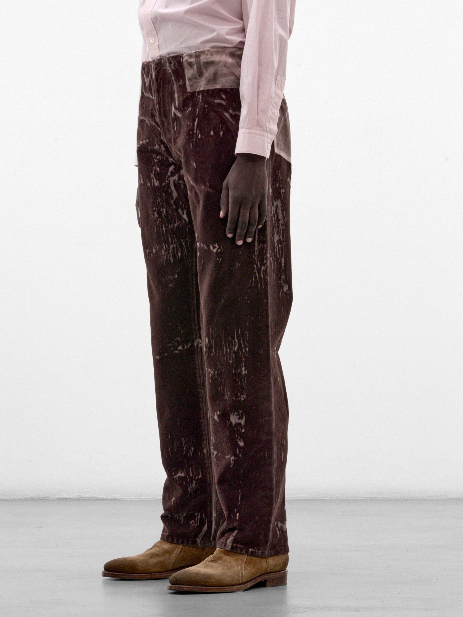 Brown Flocked Denim Trousers (S67LA0055-M30072-BROWN)