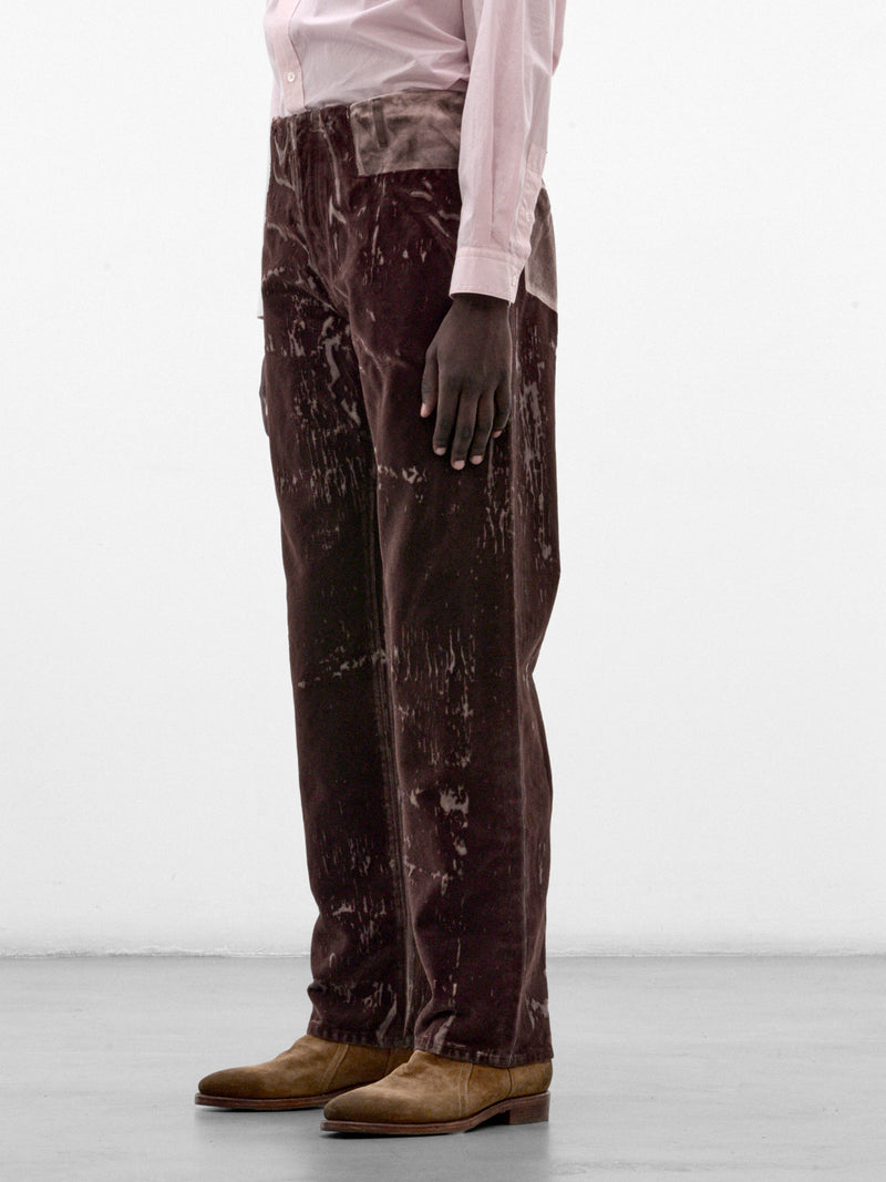 Brown Flocked Denim Trousers (S67LA0055-M30072-BROWN)
