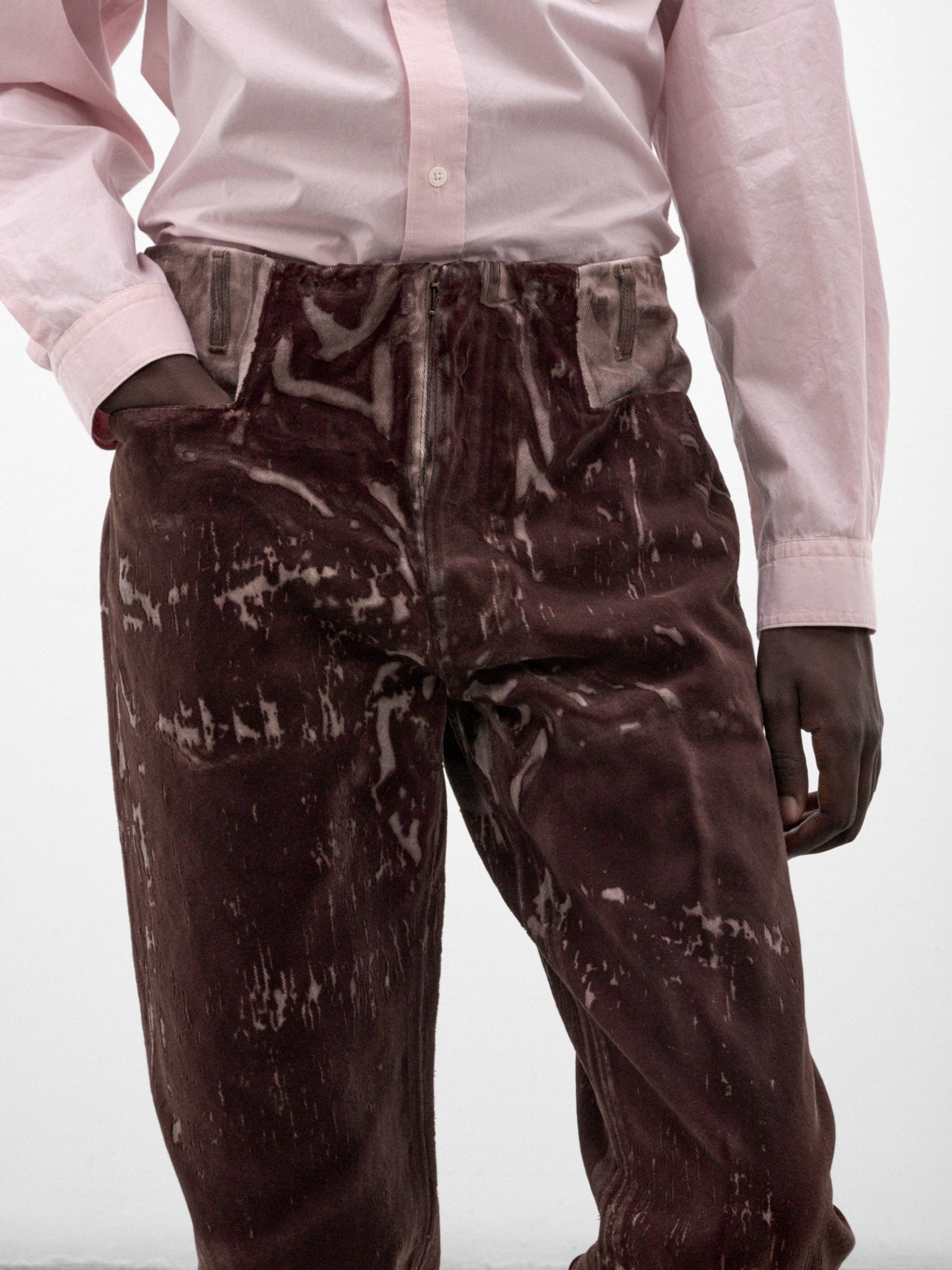 Brown Flocked Denim Trousers (S67LA0055-M30072-BROWN)