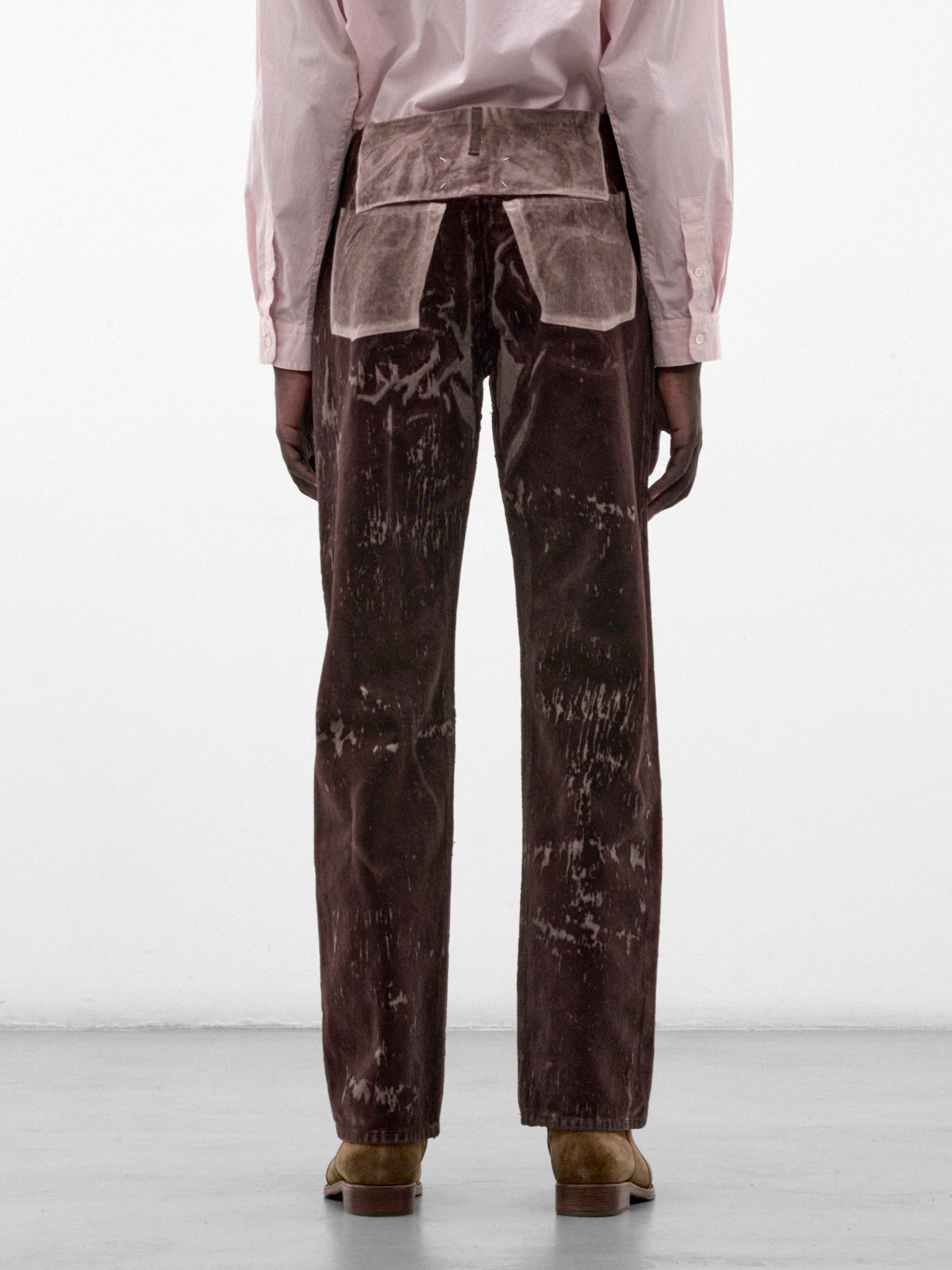 Brown Flocked Denim Trousers (S67LA0055-M30072-BROWN)