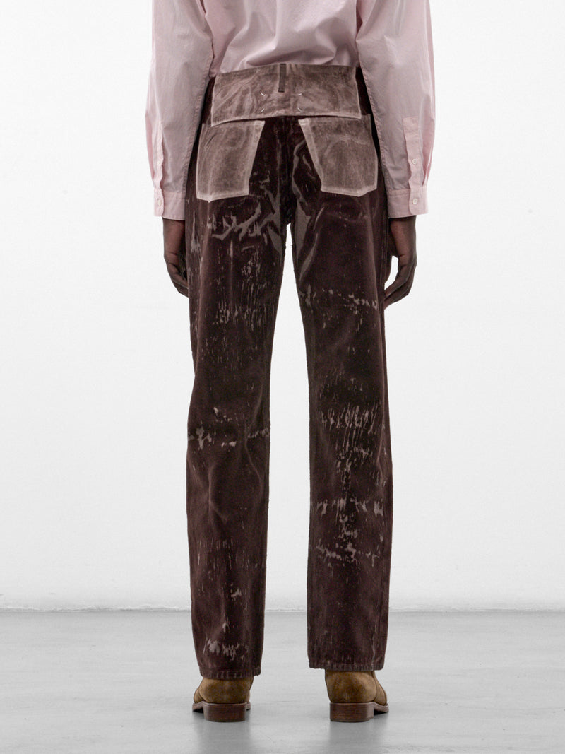Brown Flocked Denim Trousers (S67LA0055-M30072-BROWN)