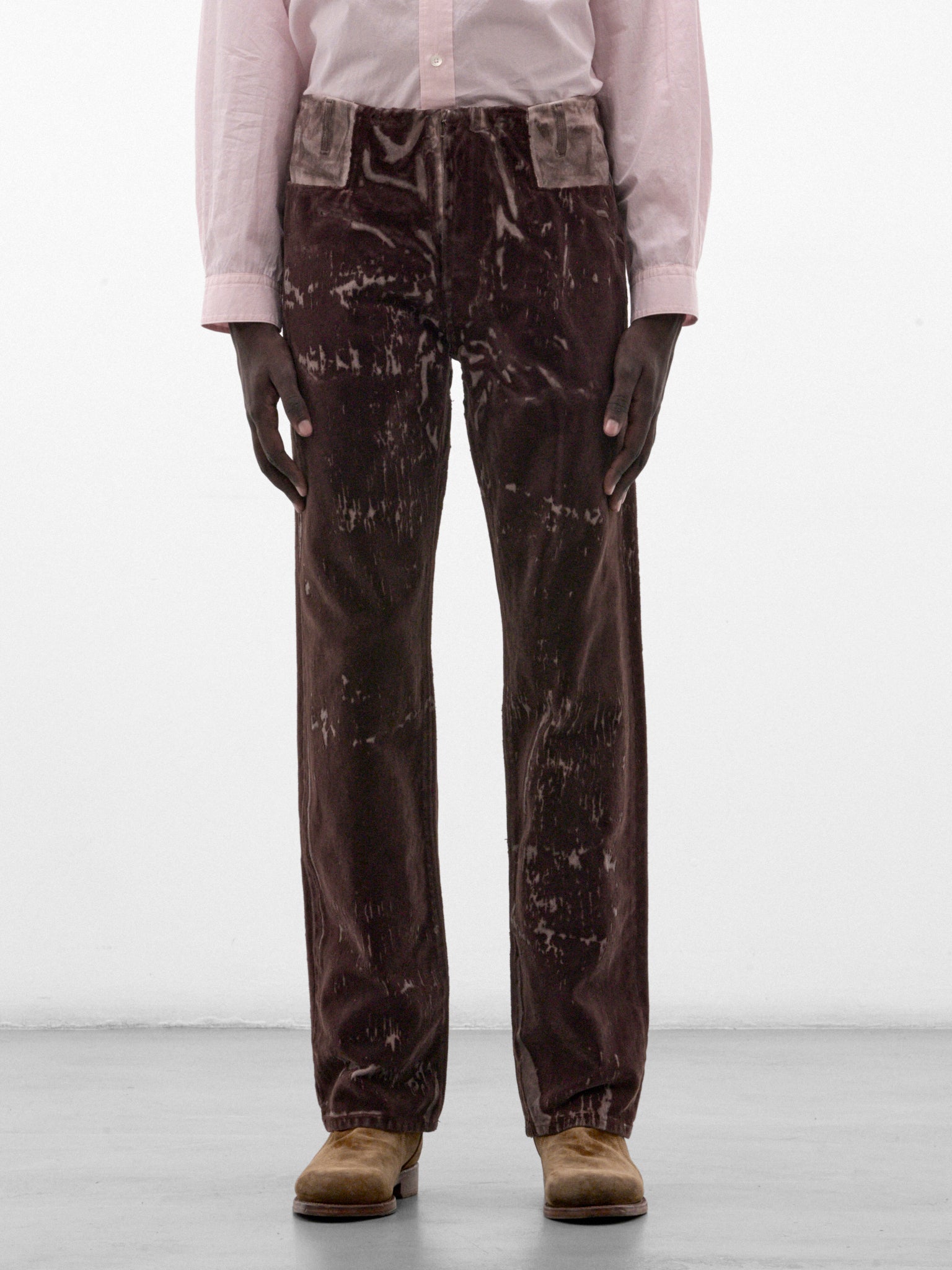Brown Flocked Denim Trousers (S67LA0055-M30072-BROWN)