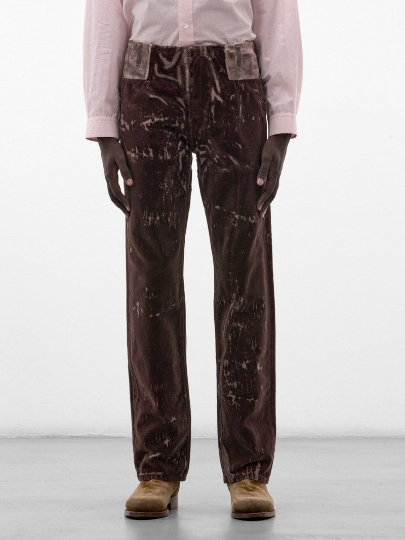 Brown Flocked Denim Trousers (S67LA0055-M30072-BROWN)