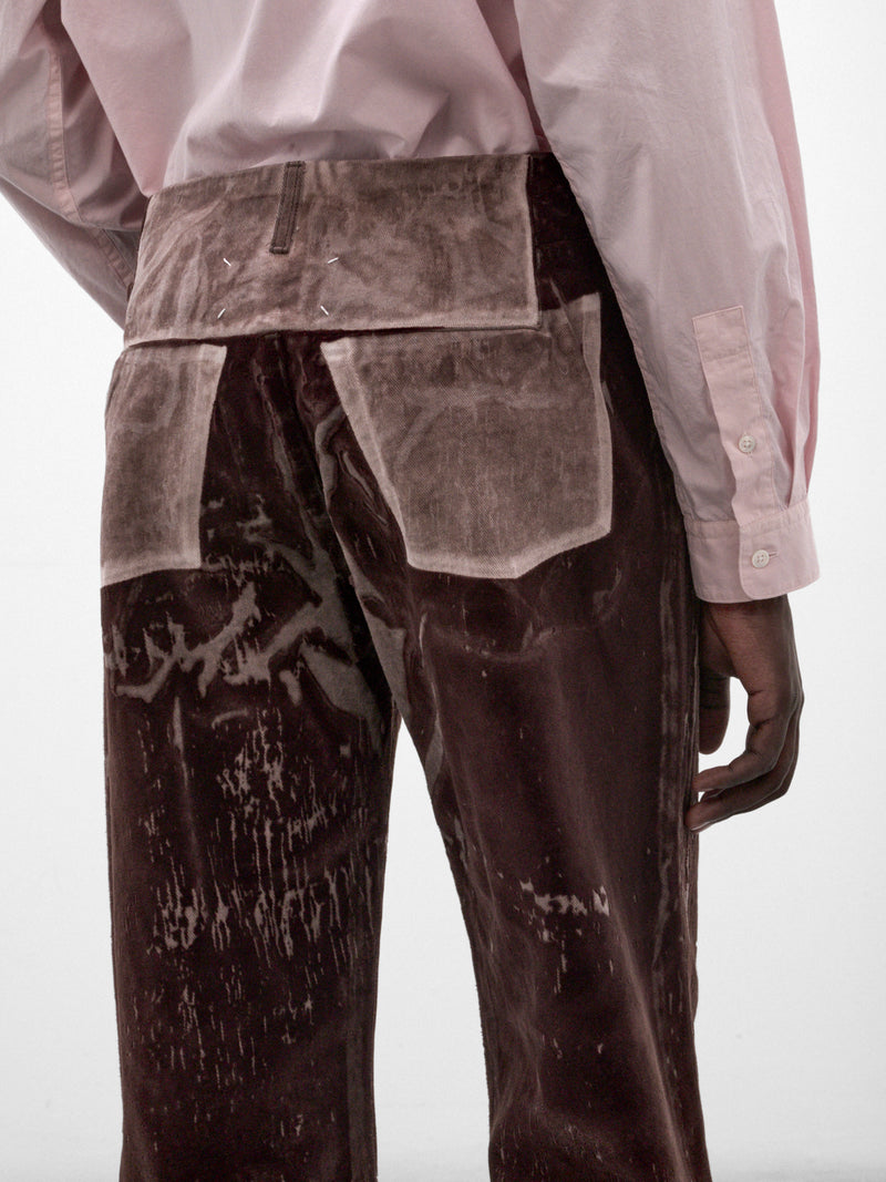 Brown Flocked Denim Trousers (S67LA0055-M30072-BROWN)