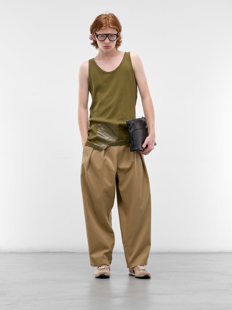 Beige Pleated Elastic Trousers (S67KA0091-S54042-BEIGE)